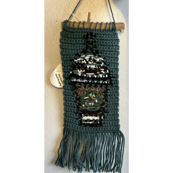 handmade crochet Starbucks wall hanging iced coffee Frappuccino Retro Boho NEW - Picture 4 of 7